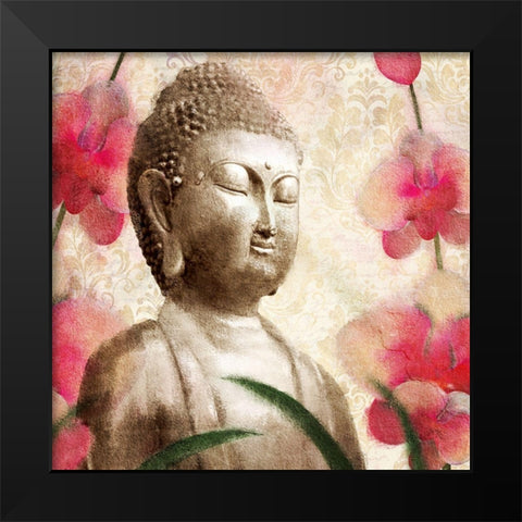 Buddha Orchids 1 Black Modern Wood Framed Art Print by Kimberly, Allen