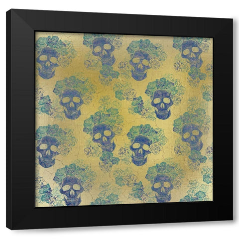 Skeletons and Roses In Blue Black Modern Wood Framed Art Print with Double Matting by Kimberly, Allen