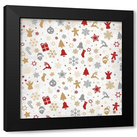 Christmas Jingle Pattern Black Modern Wood Framed Art Print by Kimberly, Allen