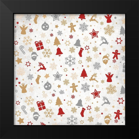 Christmas Jingle Pattern Black Modern Wood Framed Art Print by Kimberly, Allen