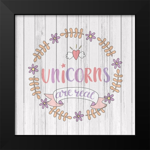 Unicorns 2 Black Modern Wood Framed Art Print by Kimberly, Allen