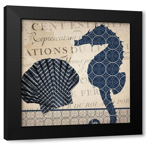 Under the Sea Navy 1 Black Modern Wood Framed Art Print with Double Matting by Kimberly, Allen