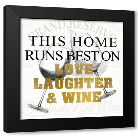 Love Laughter and Wine Black Modern Wood Framed Art Print by Kimberly, Allen