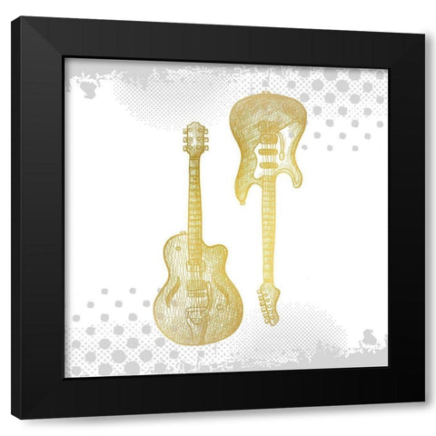 Lets Play Gold 1 Black Modern Wood Framed Art Print with Double Matting by Kimberly, Allen