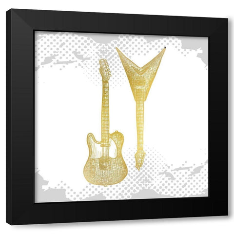 Lets Play Gold 2 Black Modern Wood Framed Art Print with Double Matting by Kimberly, Allen