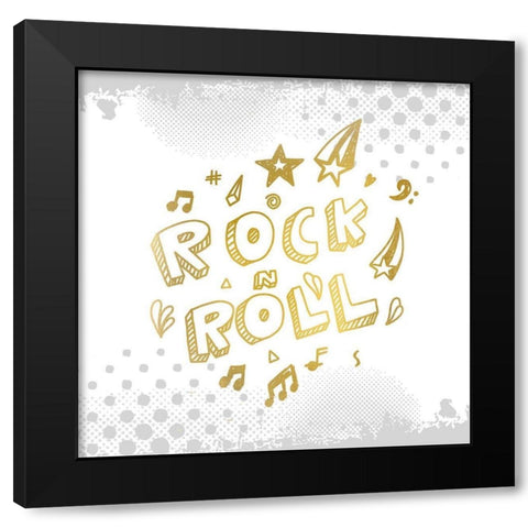 Lets Play Gold 5 Black Modern Wood Framed Art Print by Kimberly, Allen