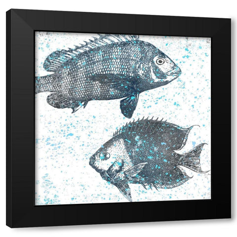 Splatter Fish Black Modern Wood Framed Art Print with Double Matting by Allen, Kimberly