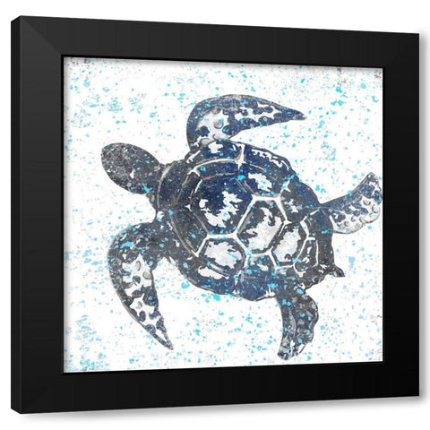 Splatter Turtle Black Modern Wood Framed Art Print with Double Matting by Allen, Kimberly