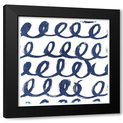 Indigo Scribbles 1 Black Modern Wood Framed Art Print with Double Matting by Allen, Kimberly