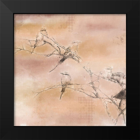 Pink Sunset Birds Black Modern Wood Framed Art Print by Kimberly, Allen