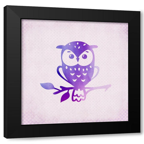 Purple Pink Owl 1 Black Modern Wood Framed Art Print by Kimberly, Allen