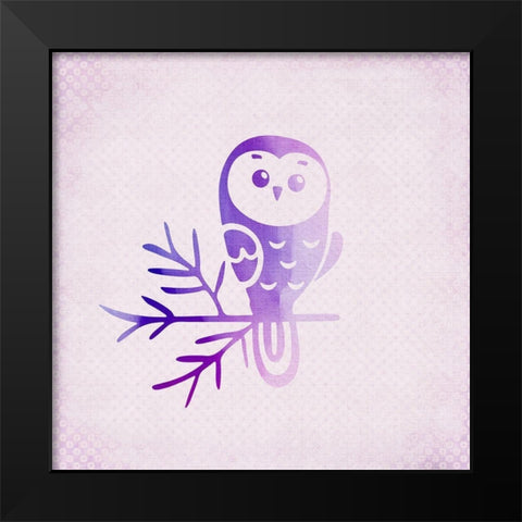 Purple Pink Owl 2 Black Modern Wood Framed Art Print by Kimberly, Allen