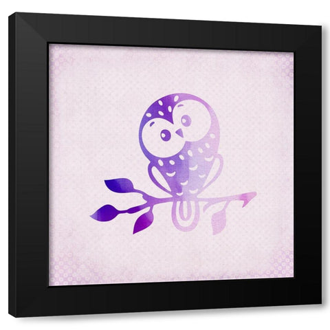 Purple Pink Owl 3 Black Modern Wood Framed Art Print with Double Matting by Kimberly, Allen