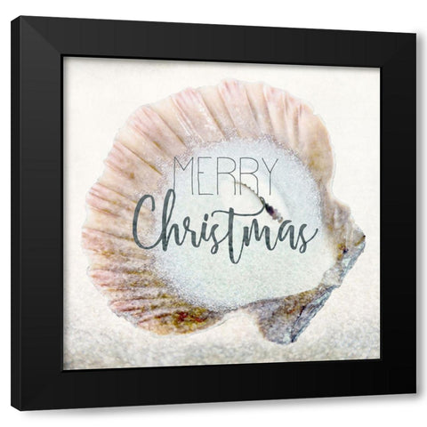 Merry Christmas Shell Black Modern Wood Framed Art Print by Kimberly, Allen