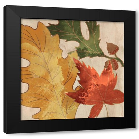 Fall Leaves Square 1 Black Modern Wood Framed Art Print with Double Matting by Kimberly, Allen