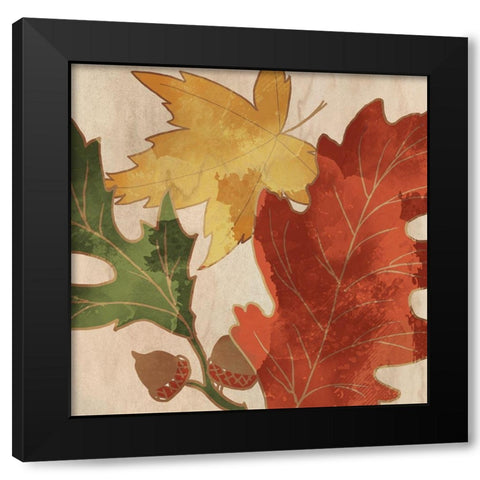 Fall Leaves Square 2 Black Modern Wood Framed Art Print with Double Matting by Kimberly, Allen