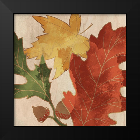 Fall Leaves Square 2 Black Modern Wood Framed Art Print by Kimberly, Allen