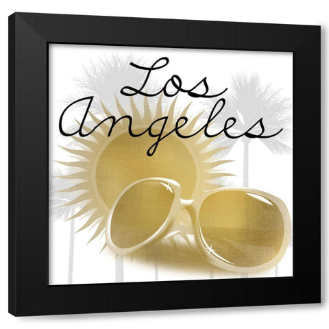 Los Angeles Black Modern Wood Framed Art Print with Double Matting by Kimberly, Allen