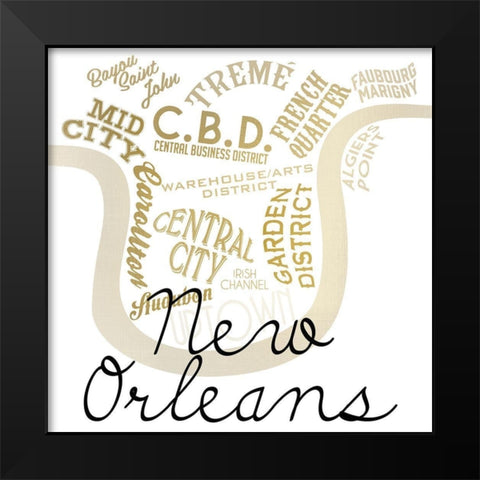 New Orleans Black Modern Wood Framed Art Print by Kimberly, Allen