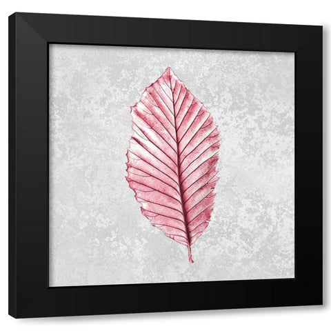 Pink Leaf 1 Black Modern Wood Framed Art Print by Kimberly, Allen