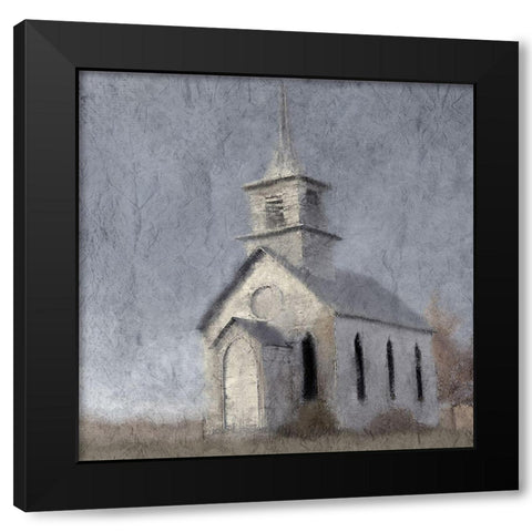 Country Church Black Modern Wood Framed Art Print with Double Matting by Kimberly, Allen
