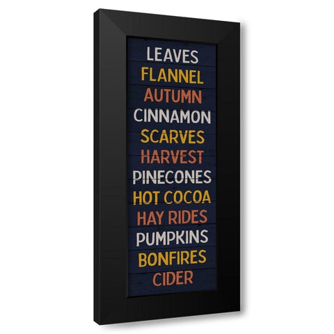 Autumn Words Blue Black Modern Wood Framed Art Print by Louise, Gigi