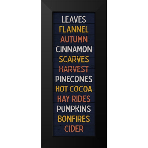 Autumn Words Blue Black Modern Wood Framed Art Print by Louise, Gigi