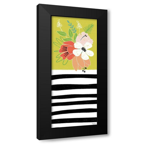 Green Floral Black Modern Wood Framed Art Print by Louise, Gigi