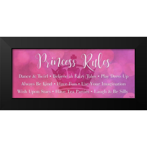Princess Rules Black Modern Wood Framed Art Print by Louise, Gigi