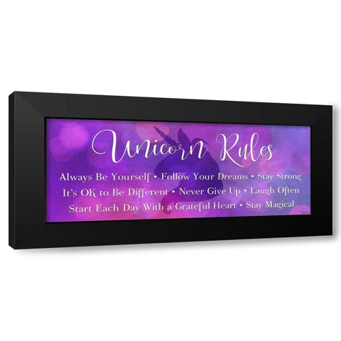 Unicorn Rules Black Modern Wood Framed Art Print with Double Matting by Louise, Gigi