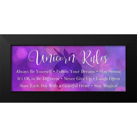 Unicorn Rules Black Modern Wood Framed Art Print by Louise, Gigi