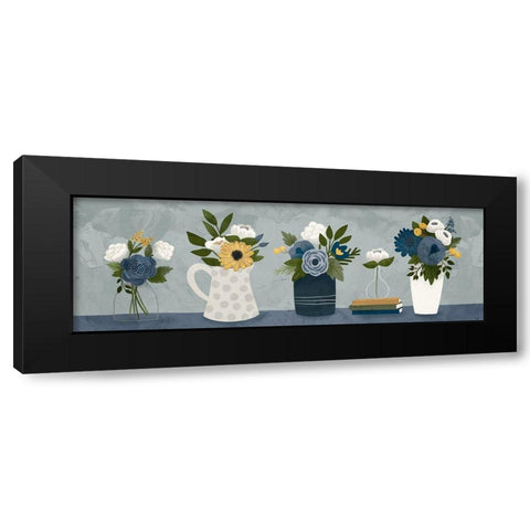 Blue Flower Group Black Modern Wood Framed Art Print by Louise, Gigi