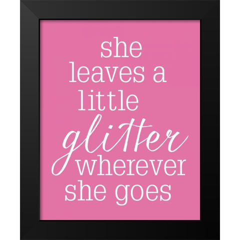 She Glitter PINK Black Modern Wood Framed Art Print by Louise, Gigi