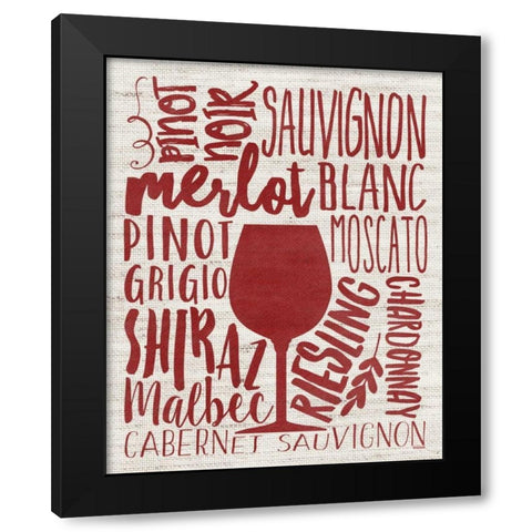 Wine Types Black Modern Wood Framed Art Print by Louise, Gigi