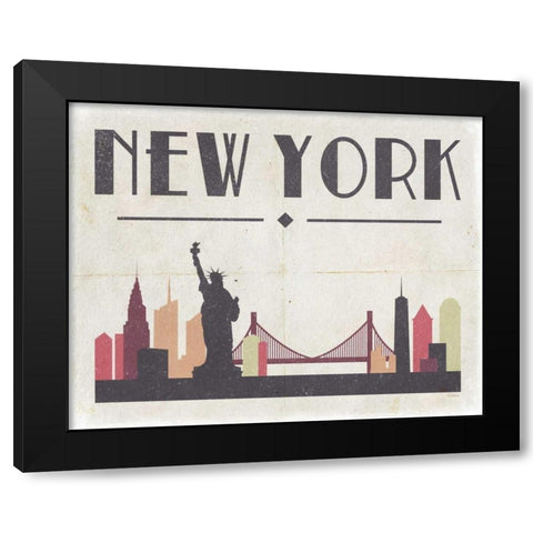 New York Black Modern Wood Framed Art Print by Louise, Gigi