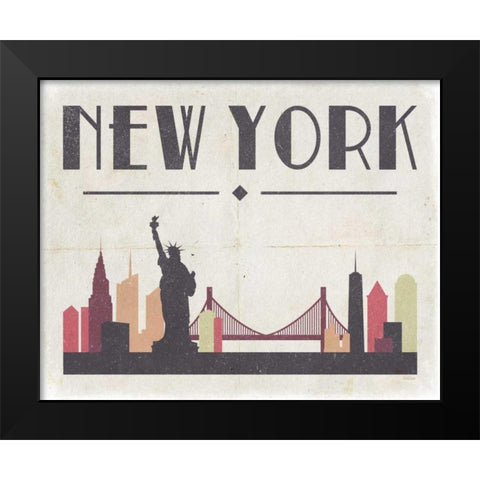 New York Black Modern Wood Framed Art Print by Louise, Gigi