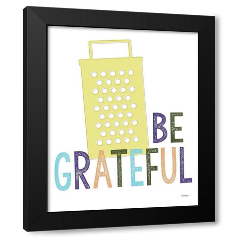 Be Grateful Black Modern Wood Framed Art Print with Double Matting by Louise, Gigi