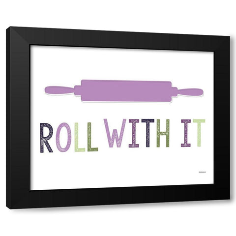 Roll With It Black Modern Wood Framed Art Print by Louise, Gigi