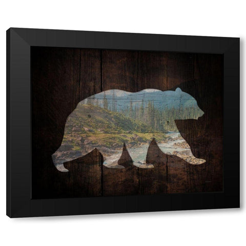 Lodge Wanderer Bear Black Modern Wood Framed Art Print by Louise, Gigi