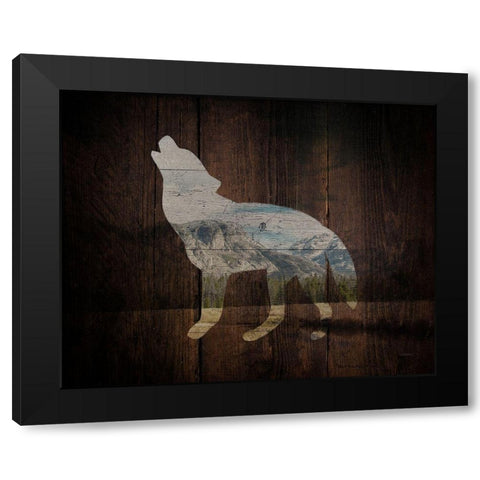 Lodge Wolf Black Modern Wood Framed Art Print with Double Matting by Louise, Gigi