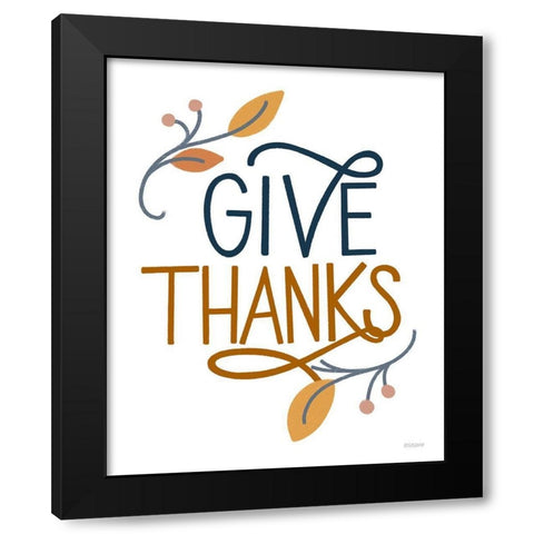 Give Thanks Black Modern Wood Framed Art Print with Double Matting by Louise, Gigi