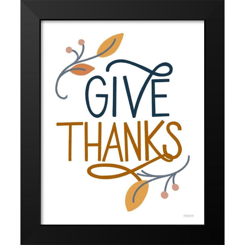 Give Thanks Black Modern Wood Framed Art Print by Louise, Gigi