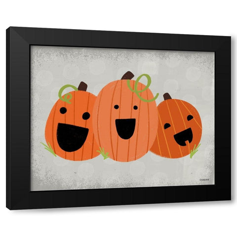 Happy Pumpkins Black Modern Wood Framed Art Print by Louise, Gigi