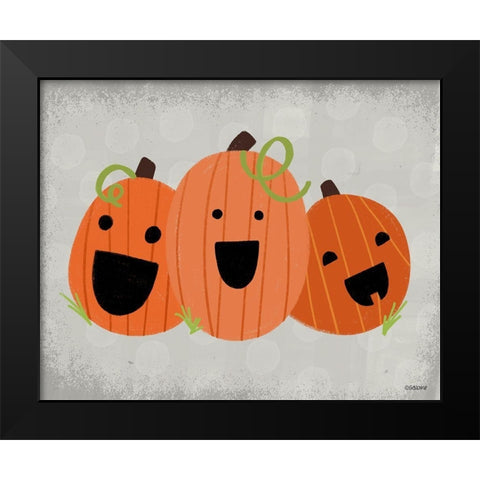 Happy Pumpkins Black Modern Wood Framed Art Print by Louise, Gigi