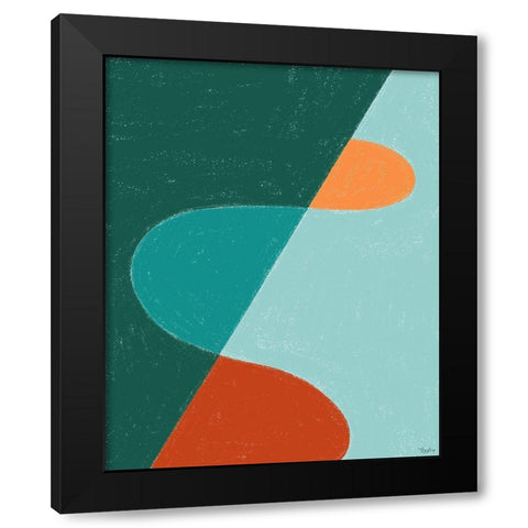Teal Orange Abstract Black Modern Wood Framed Art Print with Double Matting by Louise, Gigi