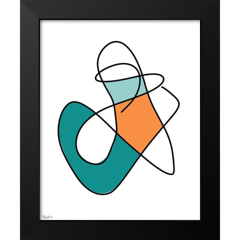 Abstract Teal Orange 1 Black Modern Wood Framed Art Print by Louise, Gigi
