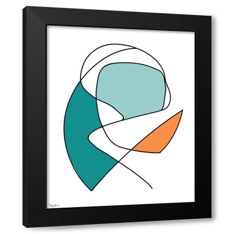 Abstract Teal Orange 2 Black Modern Wood Framed Art Print by Louise, Gigi