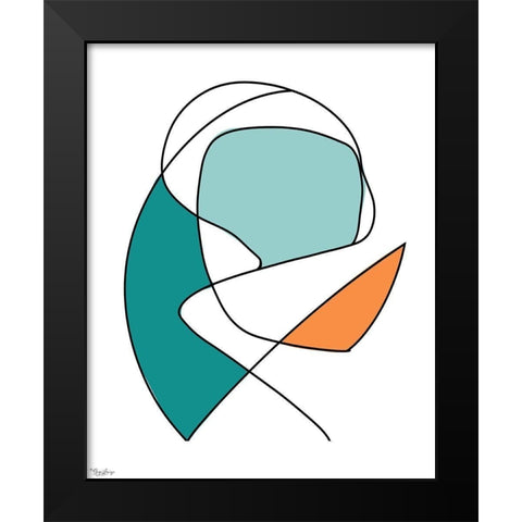 Abstract Teal Orange 2 Black Modern Wood Framed Art Print by Louise, Gigi