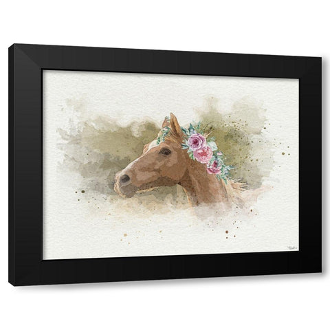 Watercolor Horse Black Modern Wood Framed Art Print with Double Matting by Louise, Gigi