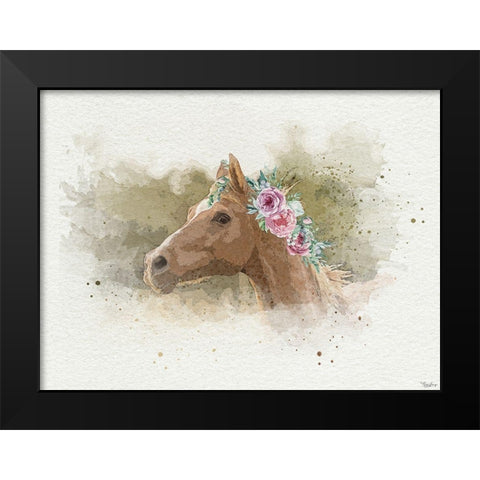 Watercolor Horse Black Modern Wood Framed Art Print by Louise, Gigi